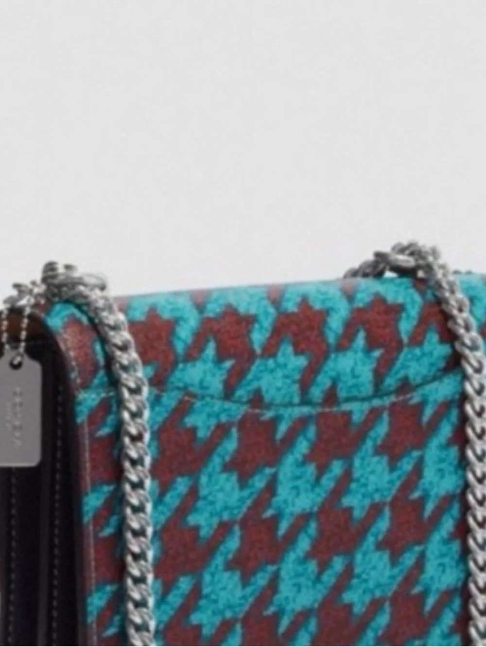 COACH Klare Mini Houndstooth Teal & Wine Crossbody Bag